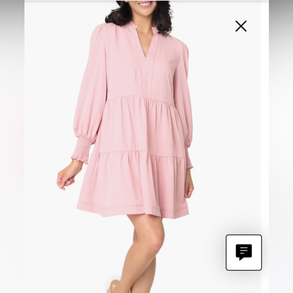 NWT Gibson look long sleeve rose mini tiered skirt Dress size XL.